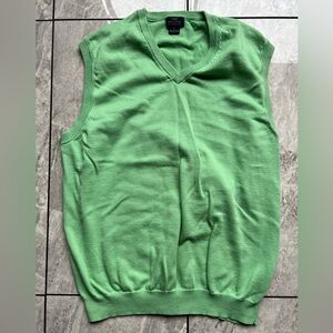 Brooks Brothers 346 Mens Green 100%Cotton Sweater Vest Casual Sleeveless Knit L
